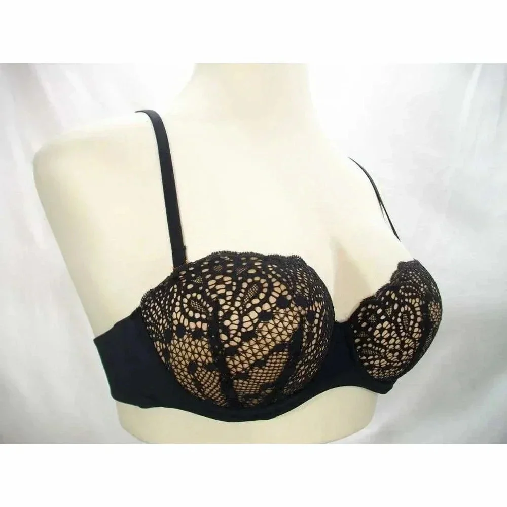 32D Fine Lines SU014 Silhouette Strapless Convertible UW Bra Black NWT  New with